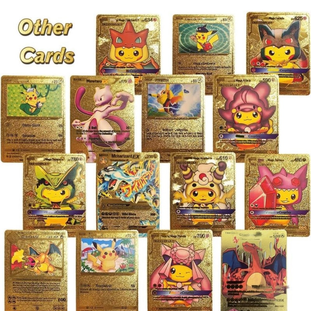 10 Random *FAN ART* Gold Foil Rare POKEMON CARDS - Picture 6 of 6